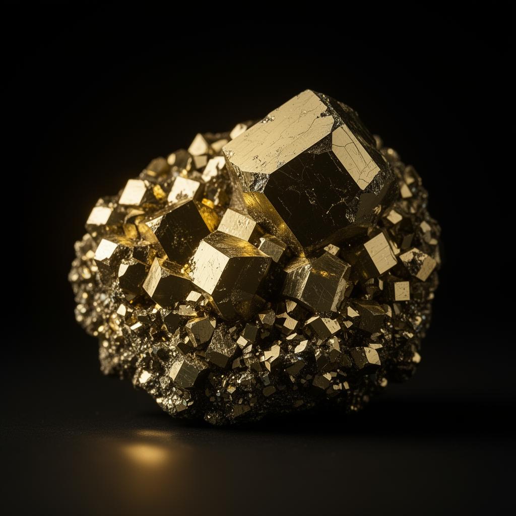 Raw pyrite crystal cluster